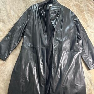 SHEIN Black Leather Jacket Classic Full-Length Design